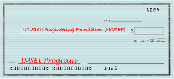 A check made out to the NC State Engineering Foundation